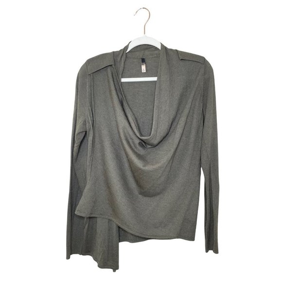 The Limited Wool Blend Cardigan Wrap Top in Green Asymmetrical Size Small Sz S - Picture 3 of 7